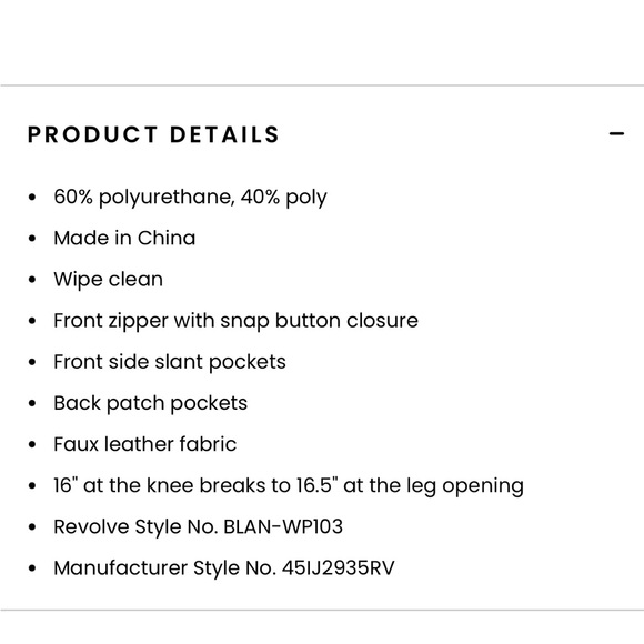 Size 24 Faux Leather High Rise Pants - Picture 6 of 6